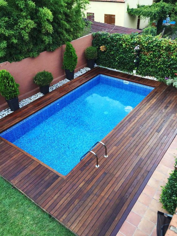 wood pool deck